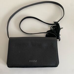 CLAUDIE PIERLOT Black Leather Suede Cross Body 2 Compartments Bag